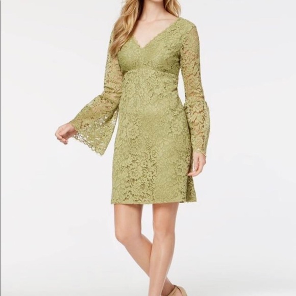 BETSEY JOHNSON Lace V-Neck Bell sleeve Dress. - Picture 2 of 7